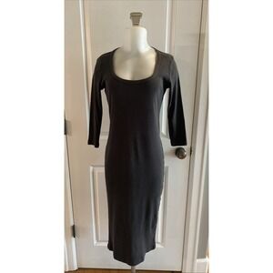 Standard James Perse Gray Scoop Neck Ribbed Midi‎ Dress  Size 3 (US 8-10)